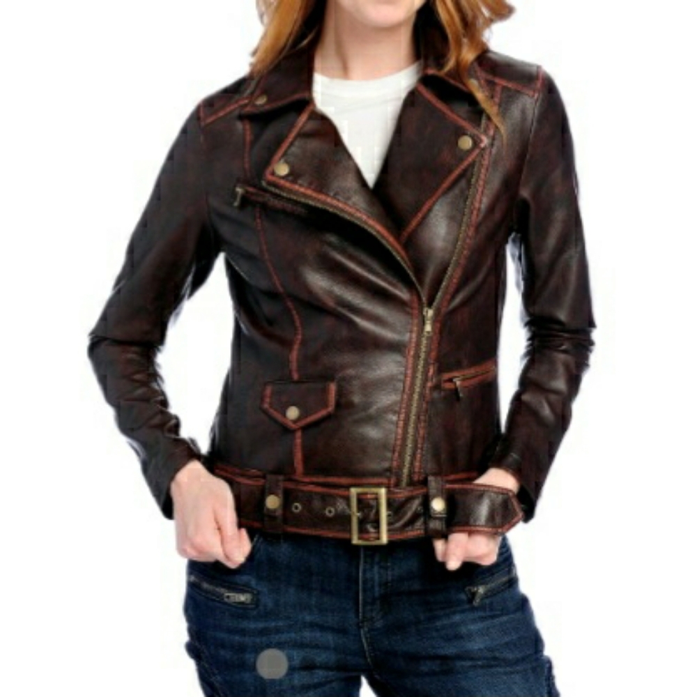 Faux leather asymmetrical moto jacket